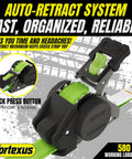 Auto Retractable Ratchet Straps 1 Inch By 12 Foot 1760 Pound Break Strength Four Pack Neon Green Tie Downs close-up