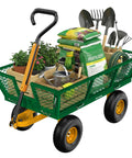 Heavy Duty Steel Garden Cart With 880 Lbs Capacity On Wheels Utility Wagon Removable Mesh Sides Convert To Flatbed Detachable Handle