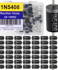 Image showing 1N5408 Rectifier Diode Pack Of 50 High Current Silicon Diodes 3 Amp 1000 Volt For Efficient AC To DC Conversion
