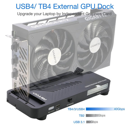 Level Up Your Setup With This Sick External Egpu Dock Running On Usb4.0 And Tb4.0 Tech with PCIe 4.0 x16 card installed.