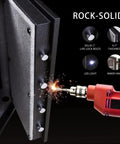 UL Certified Fireproof Safe For Home And Office 3.47 Cubic Feet Large Steel Safe Box With Digital Lock bolt detail and drill test