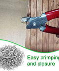 Galvanized Hog Ring Kit With Bent Pliers 300 Piece Set Includes Three Quarter Inch One Half Inch And Three Eighths Inch Rings for DIY use