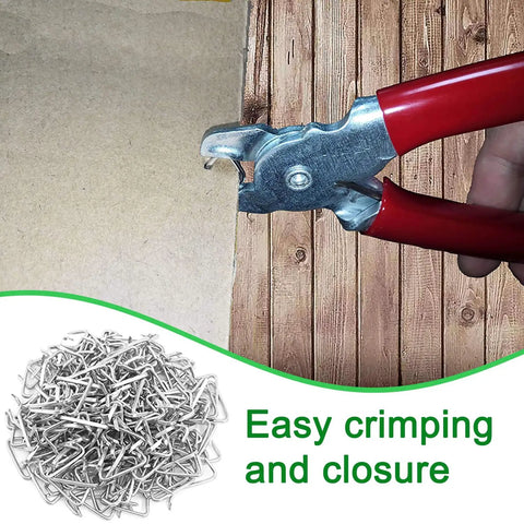 Galvanized Hog Ring Kit With Bent Pliers 300 Piece Set Includes Three Quarter Inch One Half Inch And Three Eighths Inch Rings for DIY use