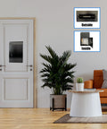 Rock Solid Through Door Drop Box With A Smooth Combo Lock And Rear Access Door view on a door, showing outside slot and inside compartment.