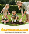 Kids Garden Set With Wheelbarrow And 11 Piece Outdoor Tool Kit For Backyard Beach And STEM Play Kid Sized Shovels Rake Hoe