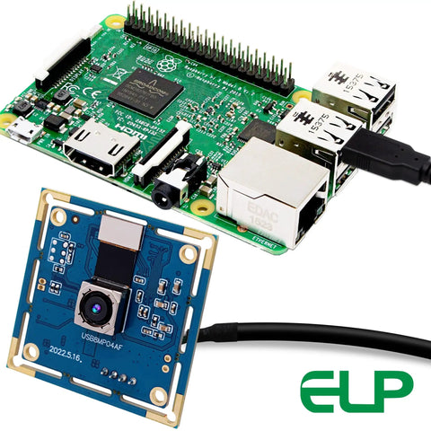 8MP USB Camera With Autofocus For PC, Raspberry Pi And Laptop, UVC 2.0 Mini Webcam Board With IMX179 sensor shown with Raspberry Pi.