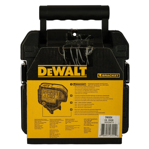 Professional Grade Self Leveling Laser Level Built Tough For The Jobsite straight shooting laser tool case with handle and yellow design.