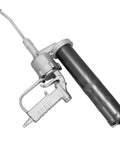 Hi Power Air Operated Grease Gun Heavy Duty Workhorse with 14 Ounce Capacity 6000 PSI showing 6-inch steel extension and coupler