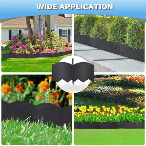 DIY Landscape Edging Kit In Black, Flexible 6 Inch Tall Edging For Curves And Circles, 40 Feet Of Border System With 40 Plastic Stakes