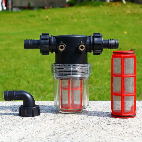 Heavy Duty 3/4 Inch And 1/2 Inch Hose Barb Filter Stainless Steel 304 Sediment Filter with 40 and 100 Mesh Screens outdoors