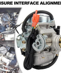 GY6 24mm Carburetor Kit With Manifold Air Filter Ignition Plug for 4 stroke engines installation and interface alignment
