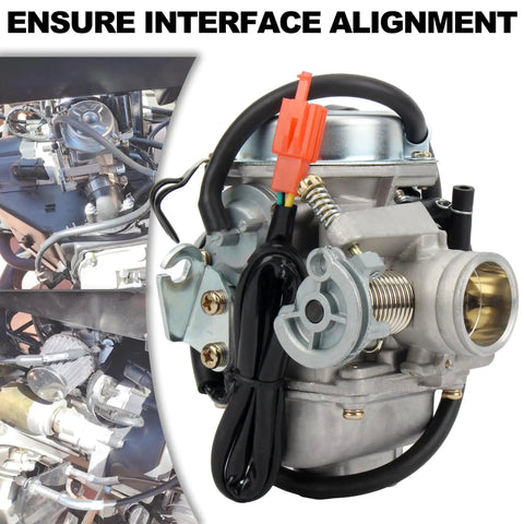 GY6 24mm Carburetor Kit With Manifold Air Filter Ignition Plug for 4 stroke engines installation and interface alignment