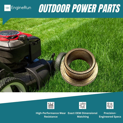 Heavy Duty Flanged Bushing Compatible With Ariens And Gravely Lawnmowers Rock Solid Oem 5502200 on grass near mower.