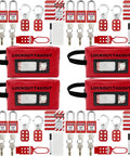 Four In One Lockout Tagout Kit For Electrical And Mechanical Safety Boss Level OSHA Compliant Group Lockout Hasps Padlocks Tags