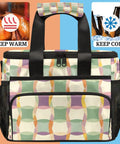 Geometrical Purple Insulated Picnic Backpack Tote For Women And Men Large Main Compartment Keeps Food Fresh All Day On The Go