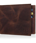 Slim Leather Wallet For Men With RFID Blocking, Minimalist Front Pocket Bifold, Ultra Thin And Sleek With ID Window, Dope Gift For Men Mocha Color Shade