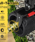 Close-up of all-terrain wheel on Heavy Duty Collapsible Wagon With 660 Lb Capacity, Foldable All Terrain Utility Cart With Large Storage