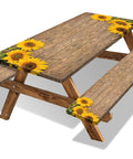 Sunflower Themed 6Ft Picnic Table Cover With Elastic Bench Covers Waterproof Fitted Tablecloths Wood Grain Outdoor Gear For Camping No Fuss Grilling 3 Piece Set