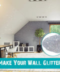Interior room with sparkling wall featuring 500G Silver Holographic Glitter Paint Additive for Interior Exterior Walls Ceilings Wood and Acrylic Crafts Sparkling Metallic Powder Mix for DIY Projects, Art, and Home Decor