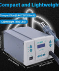 Compact and lightweight 1000W Hot Air Soldering Station With Three Nozzles Auto Sleep Mode Smart Digital Display shown with dimensions