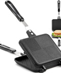 Elsjoy Stovetop Toasted Sandwich Maker Press, Aluminum Flip Pan With Handle For Kitchen Breakfasts, Easy Clean Detachable Design