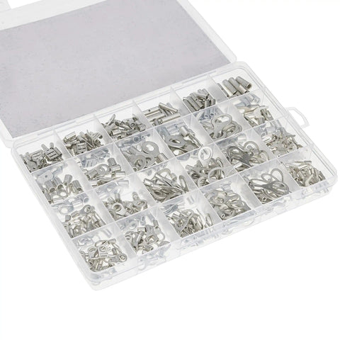 All In One Auto Wiring Kit 410 Pieces Tin Plated Copper Non Insulated Butt Spade Ring Lug Crimp Connectors Assortment in plastic box