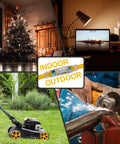 Two Pack 25 Foot Lighted Outdoor Extension Cord Beefy 12 Gauge SJTW Heavy Duty Yellow Cable With 3 Prong Grounded Plug LED Indicator Lights See It In The Dark used with Christmas trees, lawn mowers, and tools indoors and outdoors.