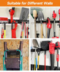 Heavy Duty 48 Inch Wall Mount Garden Tool Organizer Rack With Six Hooks For Yard Tools, Rakes And Shovels, Garage Storage System