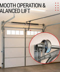 Garage Door Cable Drum Set for Standard Lift Aluminum Construction Heavy Duty 530 Lb Capacity Fits Up To 8 Ft Doors Replacement Parts for Smooth Balanced Operation installed on a garage door.
