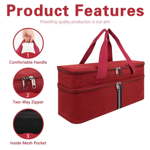Kickass Deep Red Hand Blender Carry Case With Thick Padding, showcasing comfortable handle and two-way zipper design.