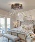 Space Saving 16 Inch Caged Ceiling Fan With Lights Remote Control Matte Black Finish Dope Sleek Farmhouse Style Flush Mount