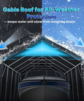 13x20 Ft Carport Tent With 2 Roll Up Doors And Vents, All Weather Portable Storage Shelter, showing gable roof deflecting snow and rain