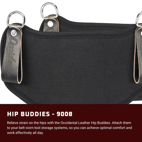 Hip Buddies Black Padded Carry Attachment For Tools, Ultra Lightweight Comfort With High Density Cushion, Fits Any Bag Up To 7.5 Inches Wide, Made In USA Since 1980