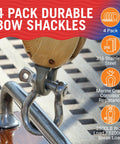 Heavy Duty 316 Stainless Steel D Ring Shackles 4 Pack Marine Grade Bow Or Clevis Anchor Shackle For Boats And Sailboats Rigging Rope Chain Clasp Ideal For Kayaks Tow Boats And All Marine Gear.
