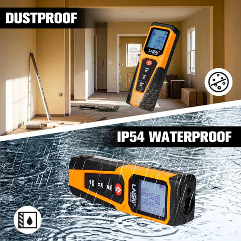 Precision Laser Distance Meter For Quick Accurate Measurements Up To 130 Feet With Backlit LCD Display One Hand Operation Large Readout Durable DIY Tool For Builders And Handymen, dustproof IP54