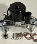 Badass High Flow Aluminum Electric Water Pump For Ls1 Ls2 Ls3 Ls6 Engines Featuring Chrome Polished Finish And Direct Bolt On Track Ready 35 Gpm Upgrade For Street Cars, showing pump and accessories.