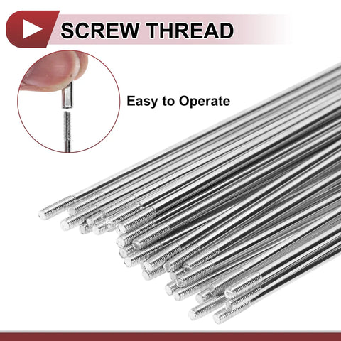 Screw thread close-up on 38 Piece 13G Bicycle Spokes Set, 225mm Length, Carbon Steel Silver Tone For Replacing Broken Wheel Spokes
