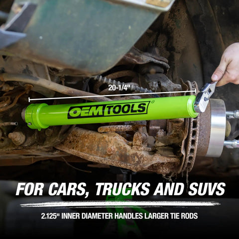 Using Inner Tie Rod Removal Tool Set With 12 SAE And Metric Crowfoot Adapters on car steering system