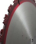 Close-up of Beefy 12 Inch Carbide Chunk Blade With 1 Inch Arbor for Rescue and Demolition, showing heavy duty steel plate and carbide segments.