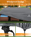 Beefy Heavy Duty Patio Furniture Cover Waterproof And Anti UV 500D Tear Resistant For 7 To 12 Seat Sectional Sofa And Table Sets 110 X 84 X 28 Inches Gray All Weather Ready covering outdoor sofas with straps and drawstring details