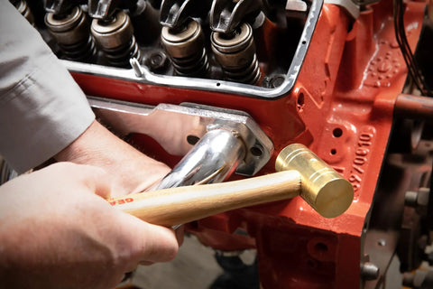 Using Brass Hammer With Hickory Handle 1 Lb Non Sparking Tool For Delicate Surfaces And Bushings Machined Flat Face on engine