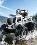 1:18 Amphibious RC Monster Car For Kids, 4WD Waterproof All Terrain Off Road Boat Stunt Vehicle splashing through water