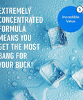 Ultimate Ice Machine Cleaner And Descaler Kit, 3 Pack Of 16 Fl Oz Bottles, Nickel Safe Descaler, ice cubes on wet surface