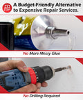 Black Moldable Silicone Putty Pre Cut Strips Non Hardening Gap Sealant For Ductwork And Windows shown with glue and drill alternatives.