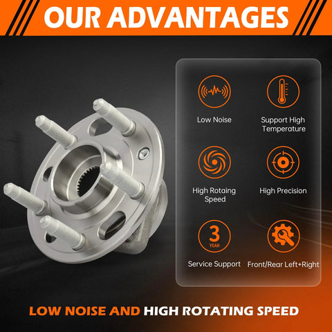 Front And Rear Wheel Hub Bearing Assembly With ABS 5 Lug Direct Fit For Chevy Equinox Impala Malibu GMC Terrain Cadillac XTS CTS Buick