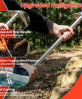 Person gripping 45 Grade Steel Halligan Bar 30 Inch Four In One Fire Rescue Tool with non-slip handle outdoors.
