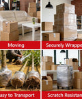 5 Inch X 492 Ft Stretch Roll Handle, Self Adhesive Shrink Film for Packing Moving Storage, securely wrapped boxes and furniture.