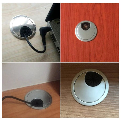 Heavy Duty Zinc Alloy Desk Grommets 3 Pack Totally Fresh Cable Management Cord Hole Covers For Home Office mounted on desks.