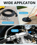 Senlinyu 3/8 stainless steel pressure washer quick-connect kit with hose and 4 adapters, surface cleaner and gauge.