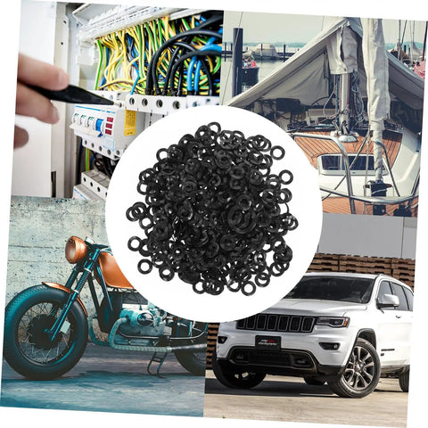 Spring Wave Washer Gasket Kit 500 Pieces Spring Steel Wave Washers For Electrical Connections And Automotive Applications, pile of black washers